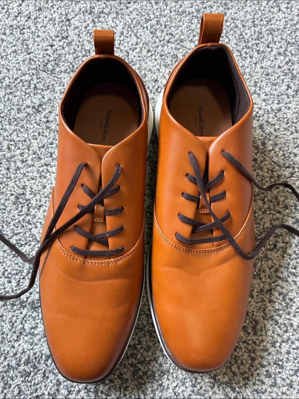 Men’s size 12 Goodfellow  & Co Cognac Brown Leather Derby Shoes. Worn one time.